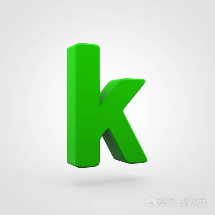 绿色塑料字母k在白色背景下被隔离