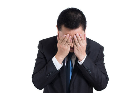 人的情感表情, 困扰在办公室中的忧郁商人白色背景下忧郁的商人的脸