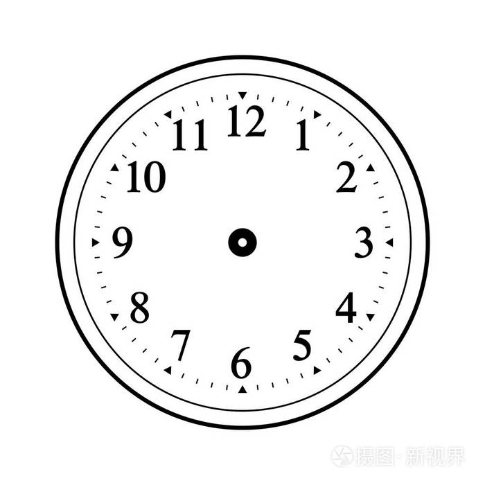 孤立在白色背景上的时钟脸空白