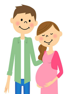 顺产孕妇的丈夫和妻子照片