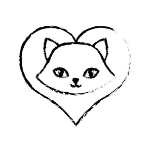 猫咪毛茸茸的可爱动物爱素描图片