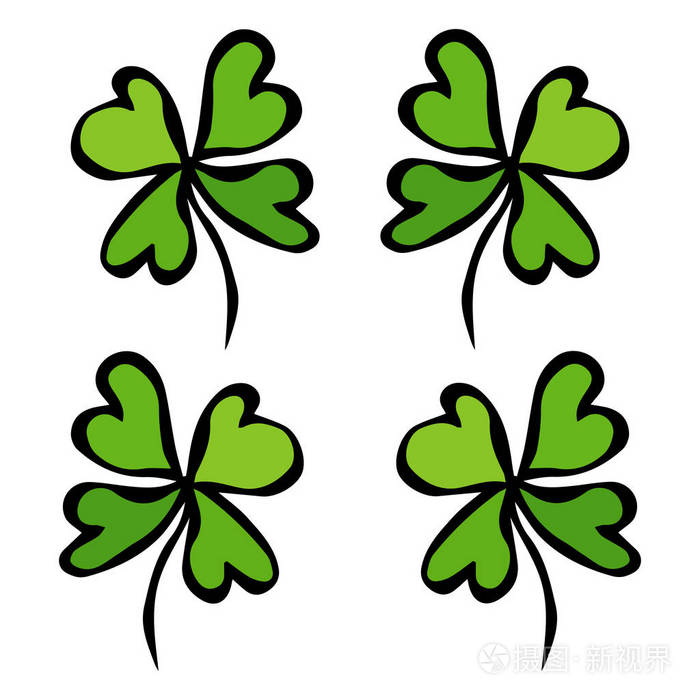 四叶绿色三叶草幸运成功的象征祝你好运爱尔兰兴隆圣帕特里克日爱尔兰