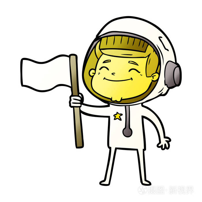 快乐卡通宇航员的矢量插图