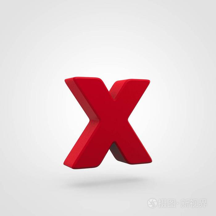 红色塑料字母 x 在白色背景下被隔离