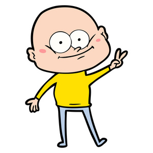 卡通秃头的男人盯着看照片