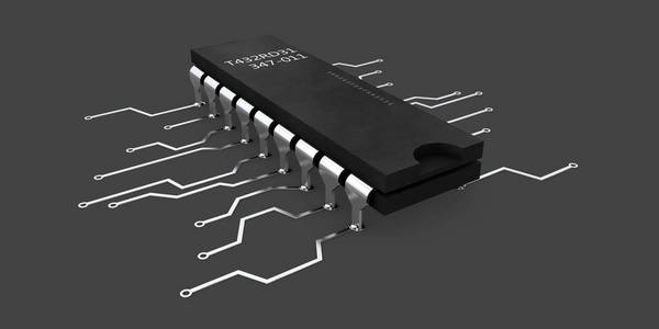 黑色组件计算机芯片分离黑色背景的插图照片