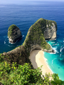 曼塔湾或 Kelingking 海滩上 Nusa Penida 岛，巴厘岛，印度尼西亚
