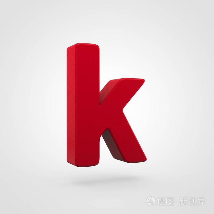 红色塑料字母 K 被隔绝在白色背景上