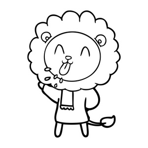 快乐卡通狮子的矢量插图图片