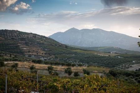 希腊, 伊拉克利翁, 农业领域和山区景观景观