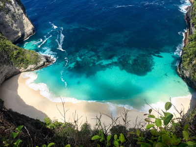 曼塔湾或 Kelingking 海滩上 Nusa Penida 岛，巴厘岛，印度尼西亚