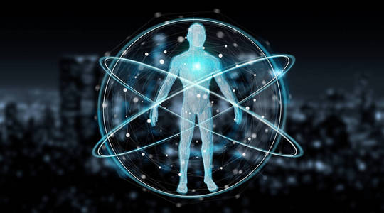 数字 x 光人体扫描背景界面3d 渲染照片