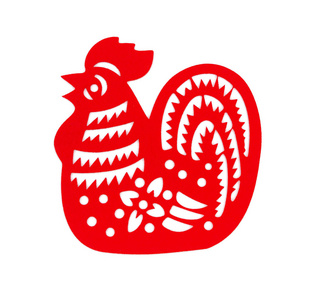 红平剪纸上白公鸡 2017 年中国农历新年的象征