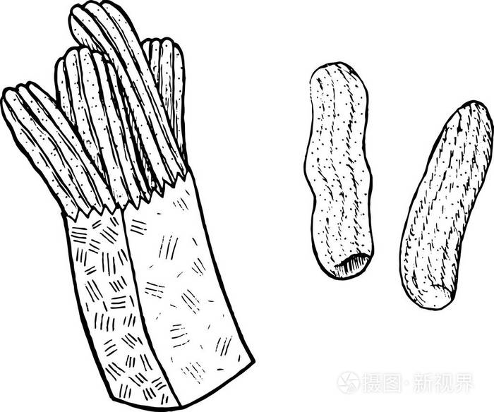 插画 涂鸦着色页为成人与西班牙油条.水墨艺术与 spani.eps