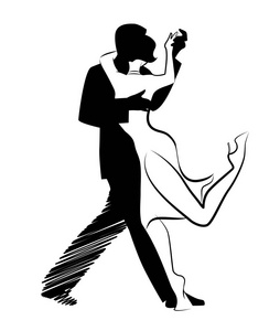 探戈舞蹈孤立 跳探戈舞的年轻夫妇设计