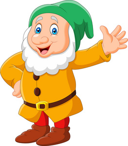 在白色背景下被孤立的快乐卡通侏儒照片