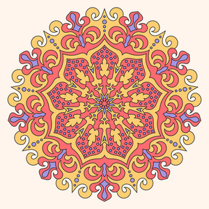 颜色曼荼罗矢量民族花纹,圆对称照片