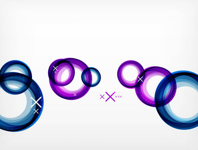 飞行抽象圆圈矢量几何背景彩色气泡web 横幅模板业务或技术介绍背景或元素