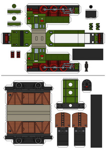 老式蒸汽火车的纸模型图片