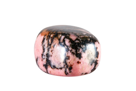 天然宝石的宏观拍摄。rhodonite 是中国的天然矿物。白色背景上的孤立对象