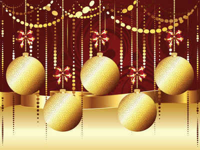 装饰的金色圣诞球