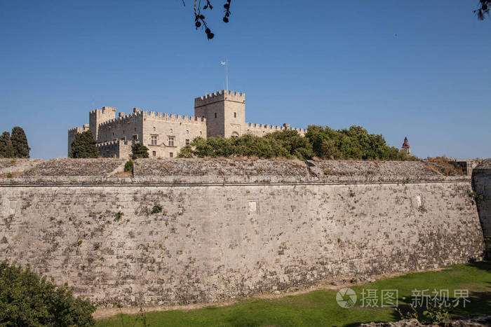 防御堡垒的 joannites.历史城堡在爱琴海和地中海的海岸