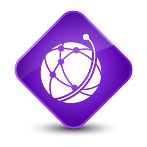 全球网络图标优雅的紫色菱形按钮