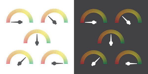 从红色到绿色矢量图的仪表符号图表表元素