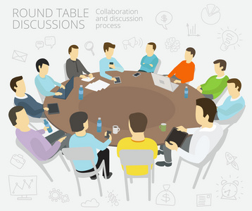圆桌会谈。集团的业务人团队开会，会议