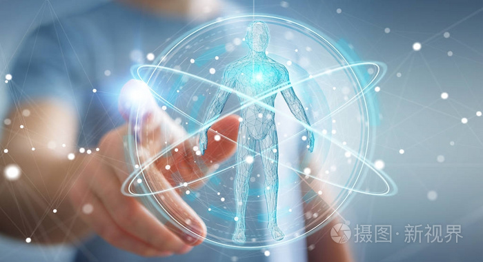 生意人使用数字x射线人体扫描接口3d仁