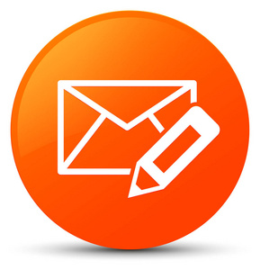 编辑电子邮件图标橙色圆形按钮