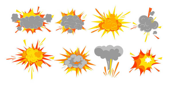 爆爆弹矢量插画集的平滑矢量爆炸效应, 弹爆热潮在卡通漫画复古风格.