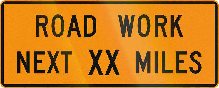 在美国弗吉尼亚州道路使用的道路标志工作接下来的 Xx 英里