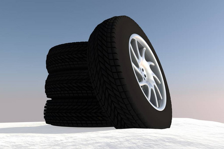 雪冰轮胎概念 3d 渲染图