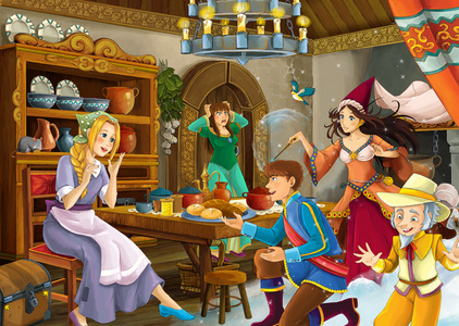 卡通童话场景的不同的故事照片