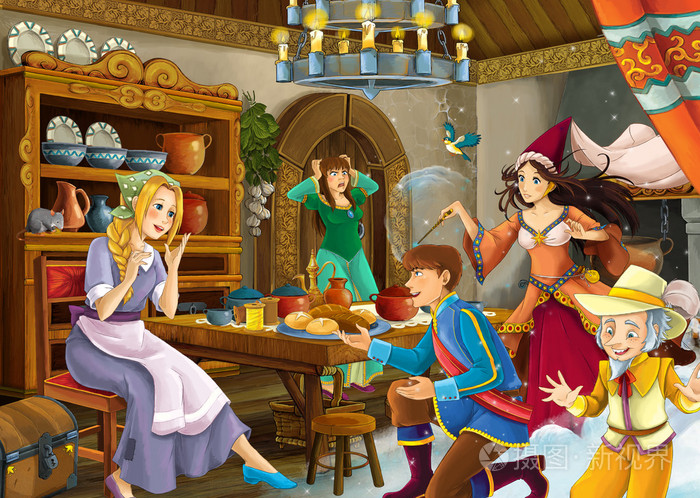 卡通童话场景的不同的故事