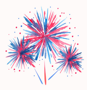 矢量水彩烟花照片