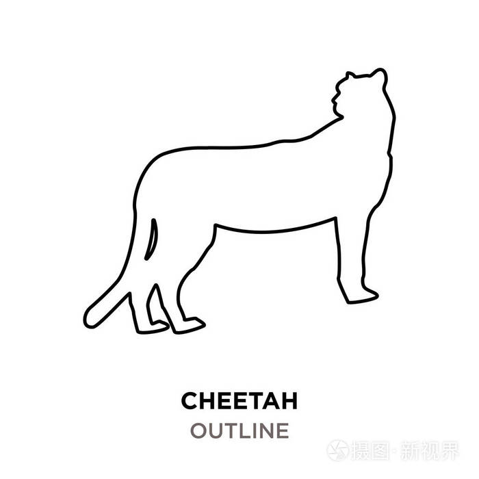猎豹轮廓白色背景插画-正版商用图片0fpqf6-摄图新视界