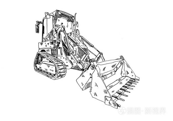 挖掘机插图隔离艺术作品