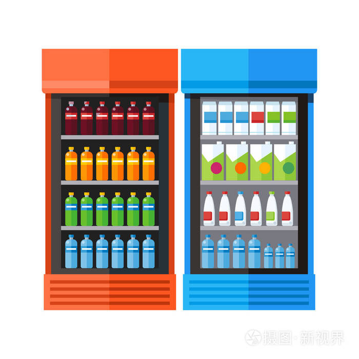 两个陈列柜冰箱饮料插画-正版商用图片0fpvme-摄图新视界