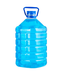 大塑料瓶蓝色液体水隔离