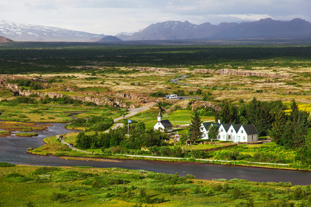 thingvellir 国家公园当场在大西洋构造板会见冰岛著名的区