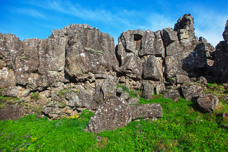 thingvellir 国家公园当场在大西洋构造板会见冰岛著名的区