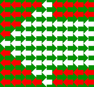 白色绿色和红色箭头指向相反的方向