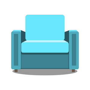 彩色扶手椅图标为您的设计。平面卡通扶手椅隔离。矢量插图