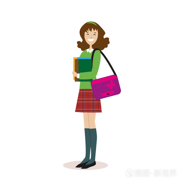 卡通女性人物孤立在白色背景上.矢量图 eps10