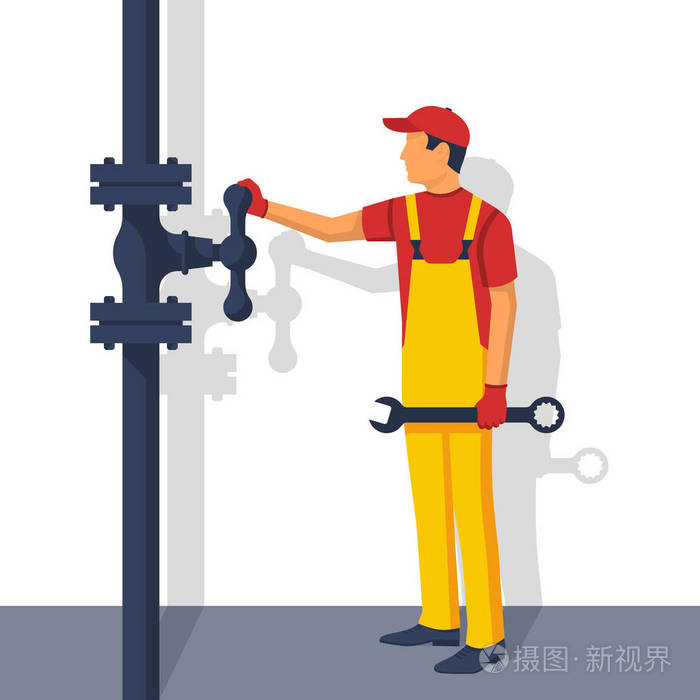 专业水管工, 可调式扳手握在手维修