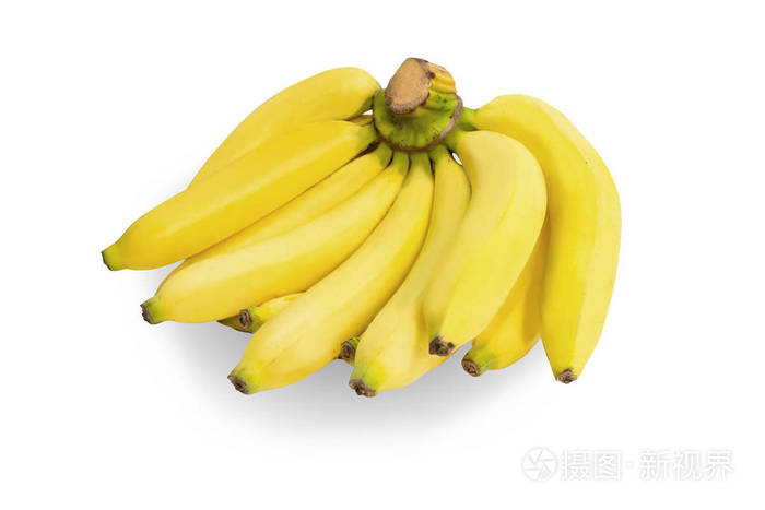 大串香蕉上白色隔离