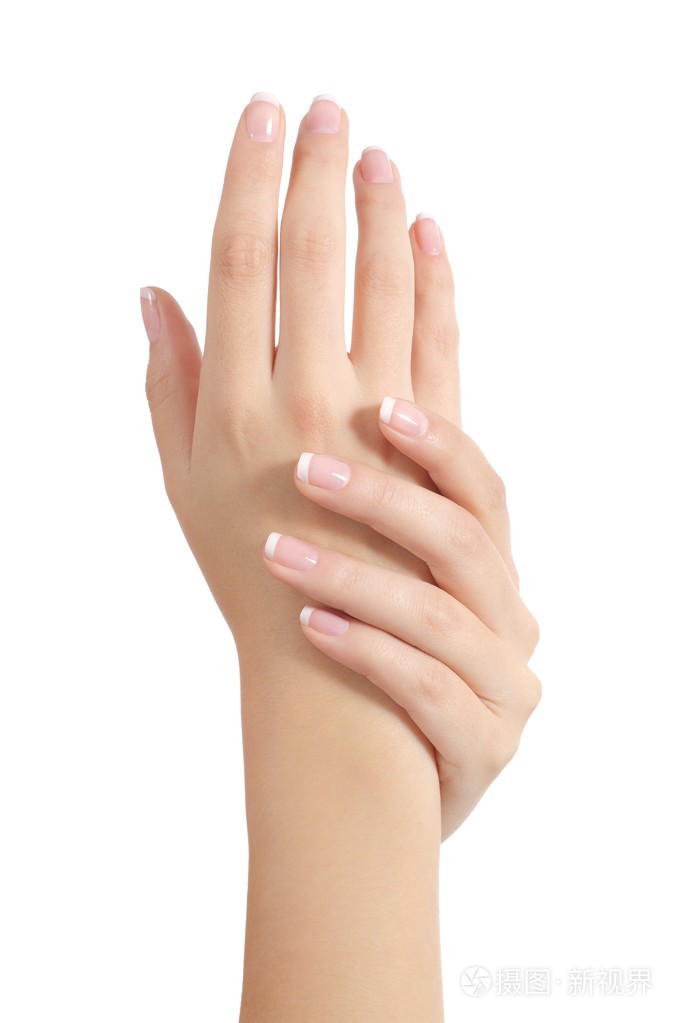 美丽女人手与完美的法式指甲照片-正版商用图片0fqjbb-摄图新视界