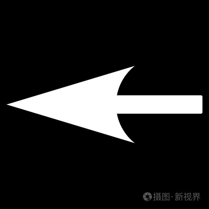 锐利的左箭头扁平的白色颜色图标